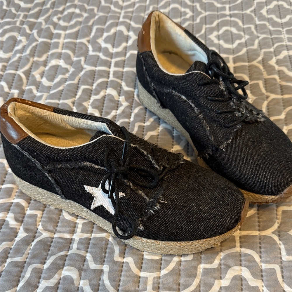 Black Denim Espadrille Sneakers